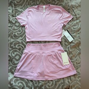 Lululemon Athletica Vita Pink Crop Top and Align Skirt Set